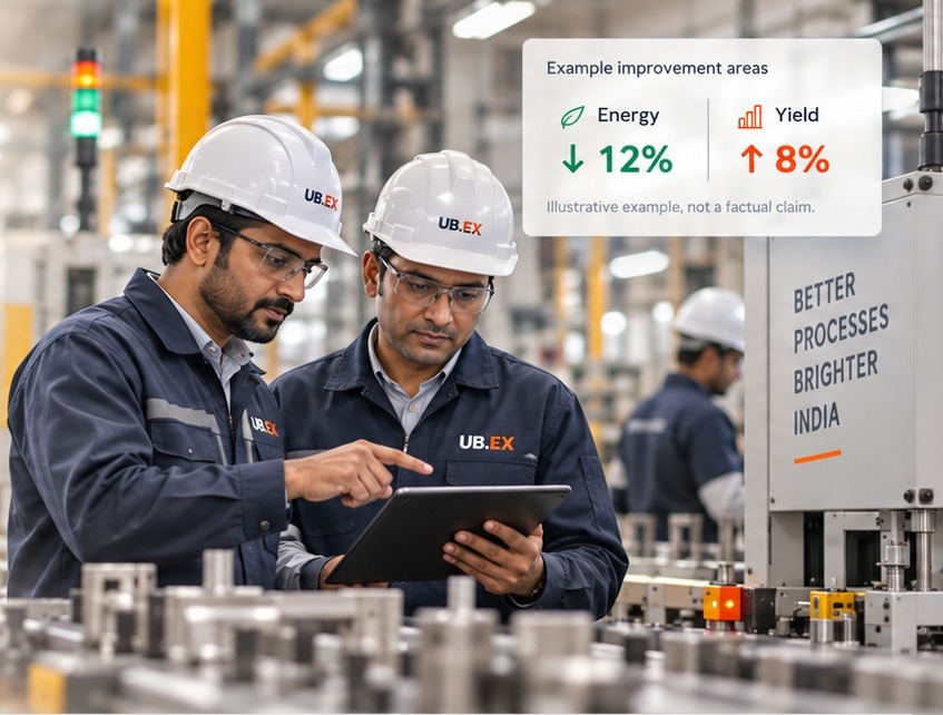 UB Excellence Manufacturing Engineers on Plant Floor with Real-Time Analytics